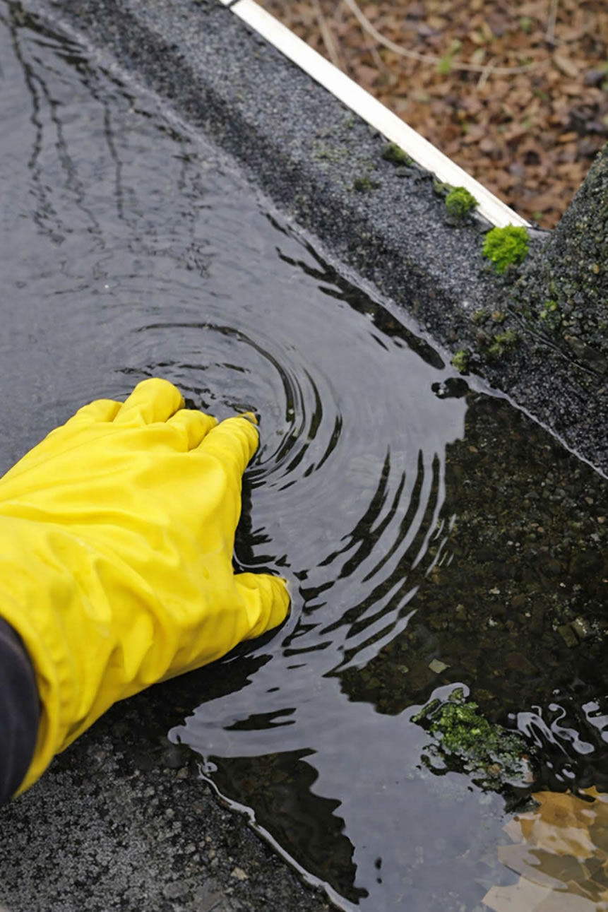 unblocking guttering downpipe for flat roof